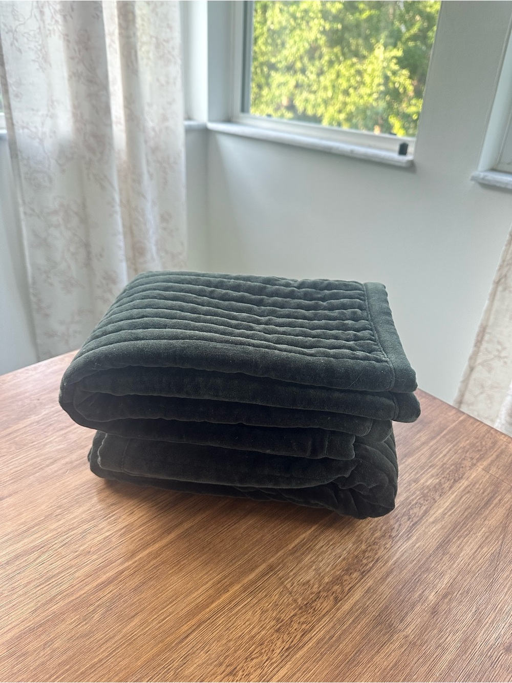 NWOT Quince Cotton Velvet Channel Quilted Sham Set Only Forest Green - Standard - Picture 4 of 5